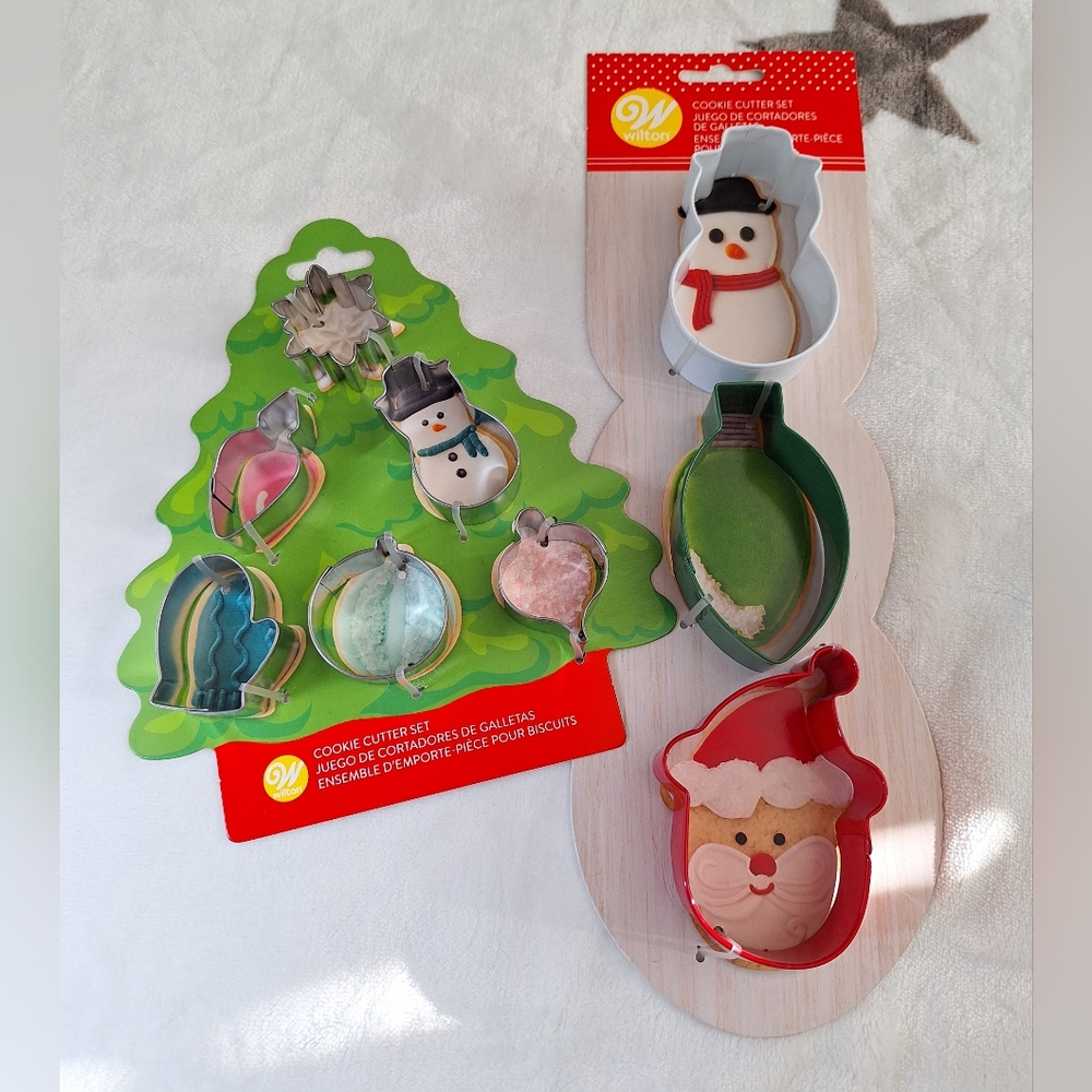Wilton MINI Christmas Tree Cookie Cutter Set 6 Piece & Full Size 3 Piece Holiday